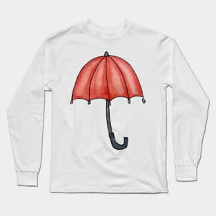 Red Umbrella in Watercolors seamless pattern Long Sleeve T-Shirt